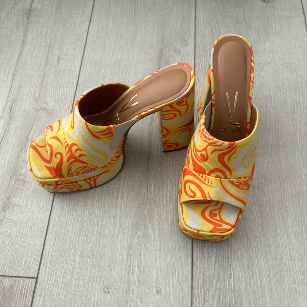 Vibrant Yellow and Orange Platform Heels